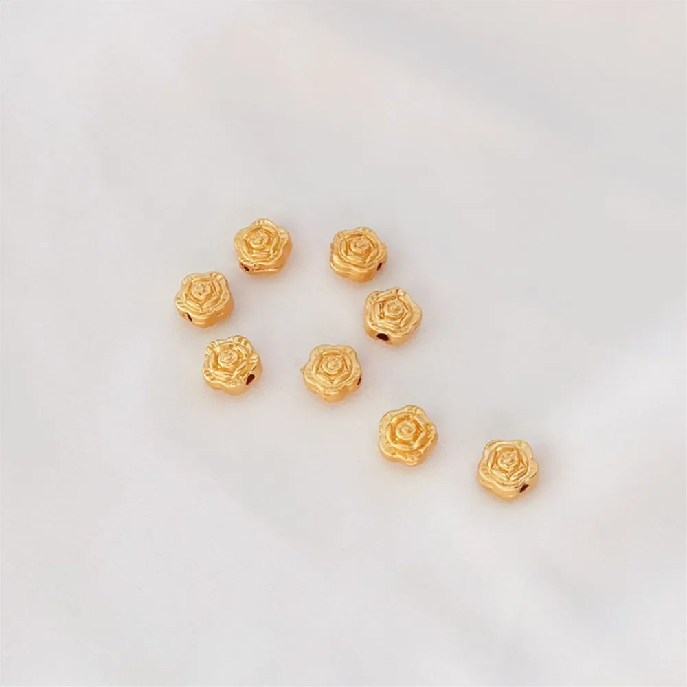 Gold-plated Accessories Gold Matte Gold Double-sided Flower Straight Hole Beads Spacer Beads Loose Beads DIY Handmade Jewelry