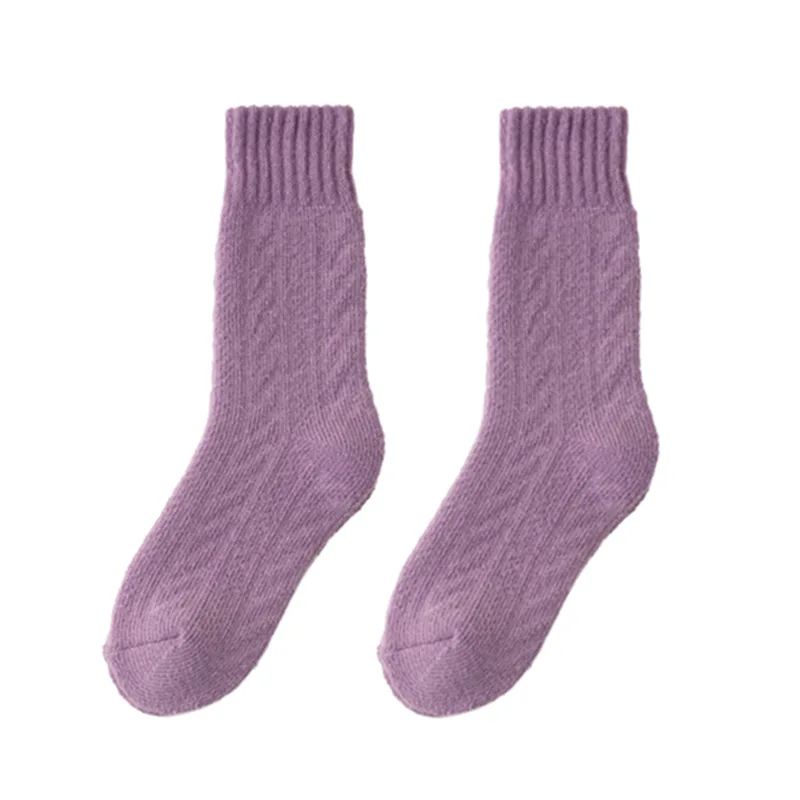 5 أزواج الجوارب النسائية سميكة الدافئة مريحة لينة جوارب يمكن السير بها على الأرض لفتاة حزمة الأرجواني الحب الحلو لطيف الأوسط جوارب أنبوبية
