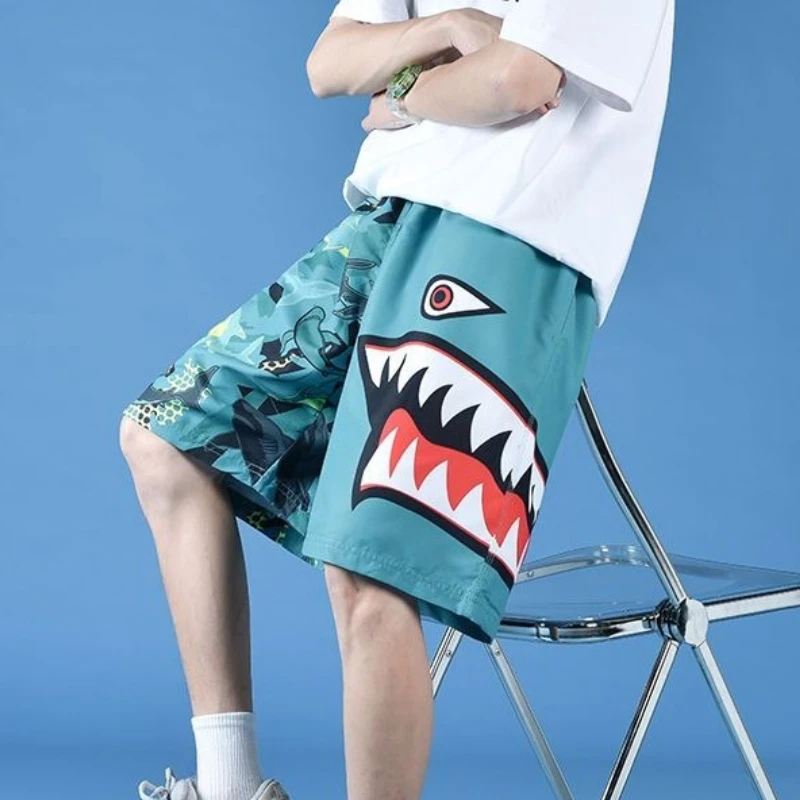 

Мужские шорты-бермуды с принтом, мешковатые мужские короткие брюки, быстросохнущие, модные, без логотипа, эластичные, новинка небольшого размера, стильный Xl