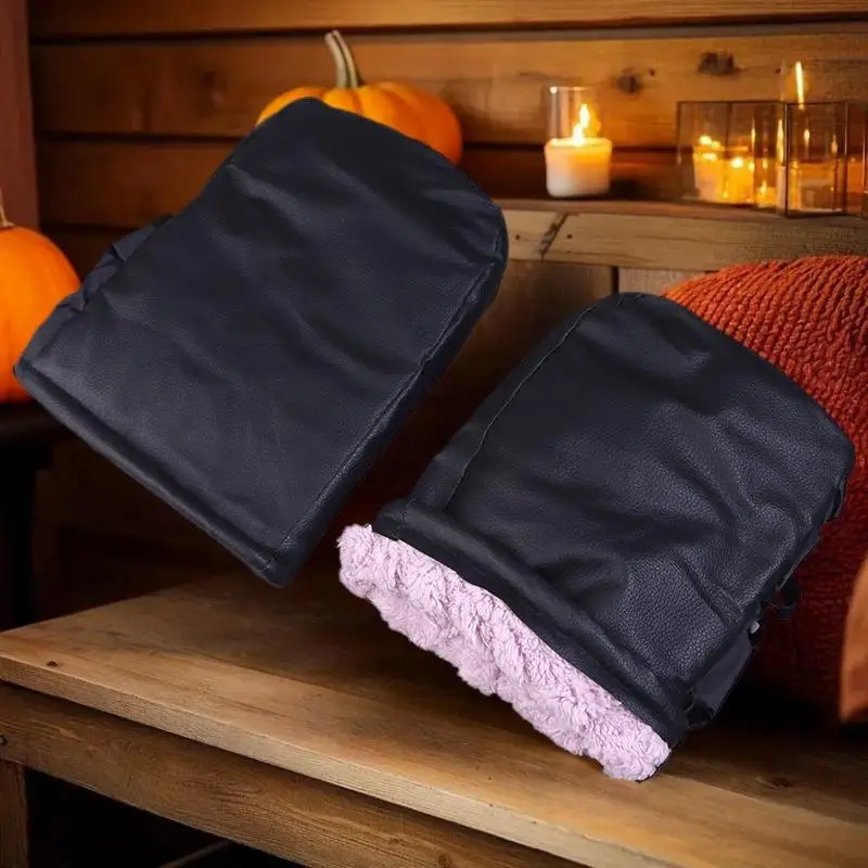 زوج من القفازات الساخنة لركوب الدراجات في الشتاء - جلد PU مقاوم للمطر والرياح، أغطية بمقبض سميك