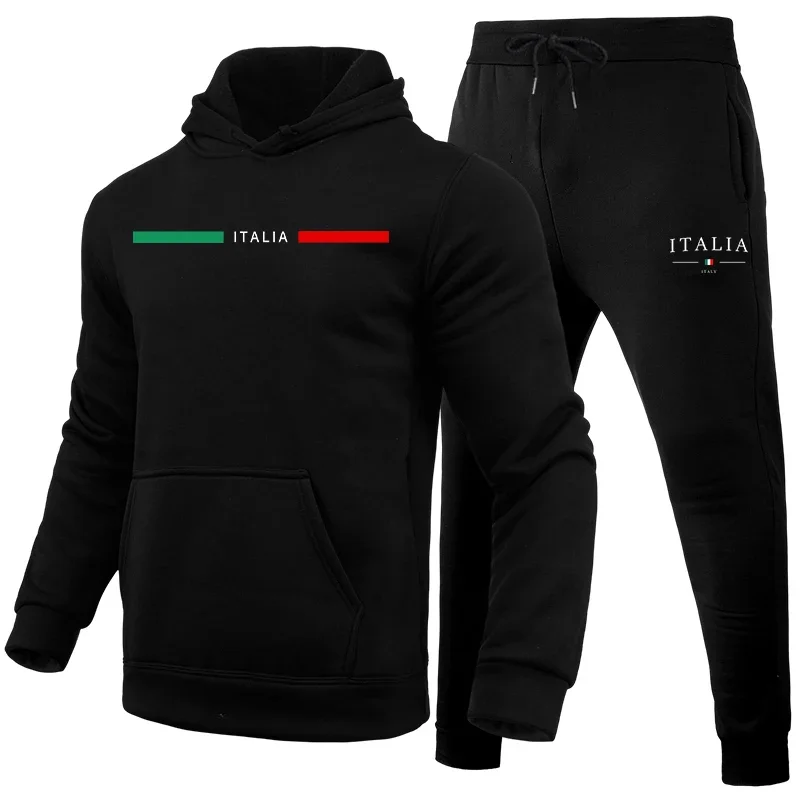 

Autumn Winter Mens Tracksuit Print Casual Hooded Sweatshirts Set Outdoors Sports Jogging Mens Clothing Fashion Street Sportswear