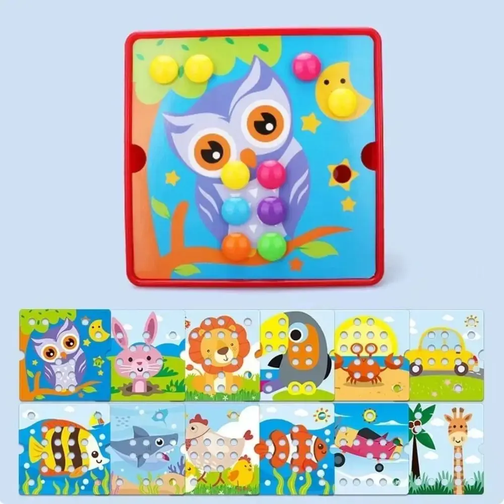 Adorável dos desenhos animados animal cogumelo prego quebra-cabeça brinquedo bonito 3d jigsaw board brinquedo diy criativo educação precoce brinquedo desenvolvimento do bebê