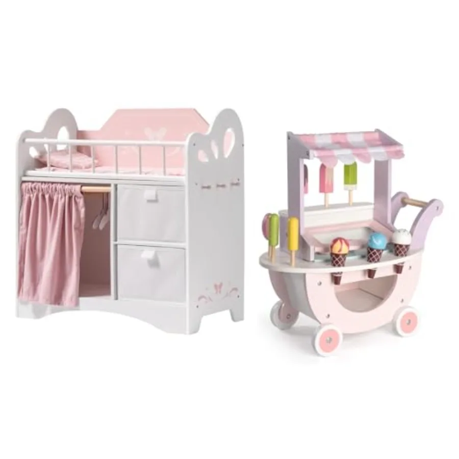 

Baby Doll Crib & Wooden Toy Ice Cream Cart