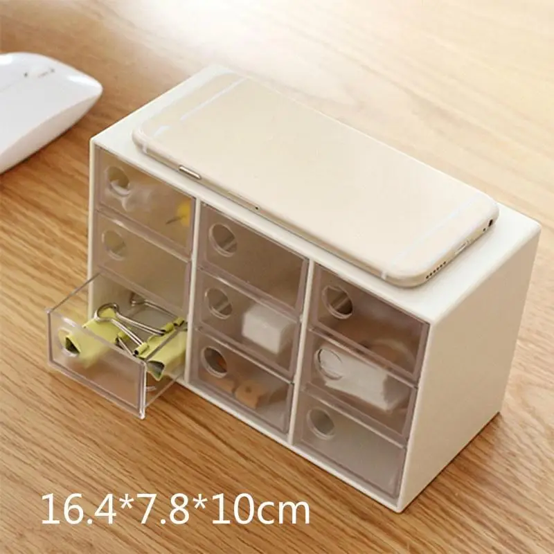 Creative Plastic Transparent Jewelry Storage Box Nine Drawers Cosmetics Korean Fashion Dustproof Sorting Box