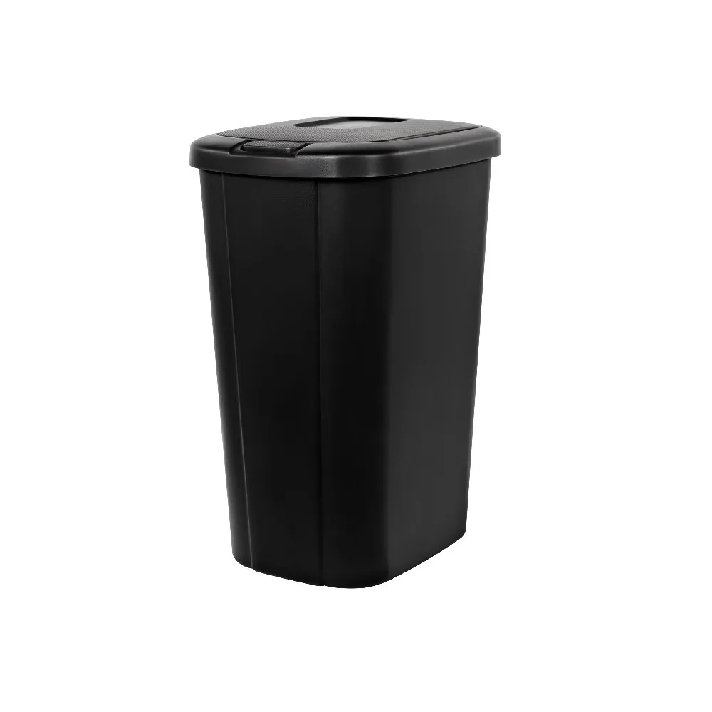 

13 3 Gallon Trash Can Kitchen Step Pedal Garbage Bin with Lid Plastic Touch Top Opening Bathroom Office Home Black