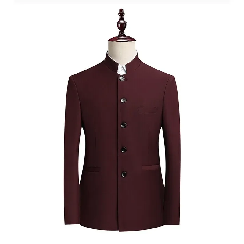 السترة الرجال الموضة شهم الأعمال التخسيس في الهواء الطلق تشونغشان دعوى العصرية مأدبة المضيف عادية الزفاف الوقوف طوق السترة #3