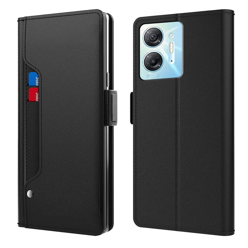 Funda de teléfono para Infinix Note 30 Zero 30, carcasa de cuero con espejo, ranura para tarjeta, botón magnético, soporte de TPU suave