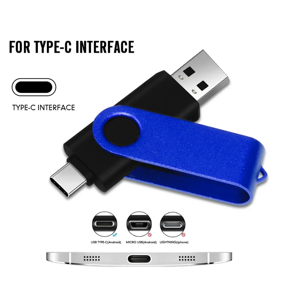 Obrotowa pamięć USB 128 GB 32 GB Pendrive 16 GB Pendrive 64 GB 2 w 1 Memoria Usb Stick Type-C флешка usb 2.0