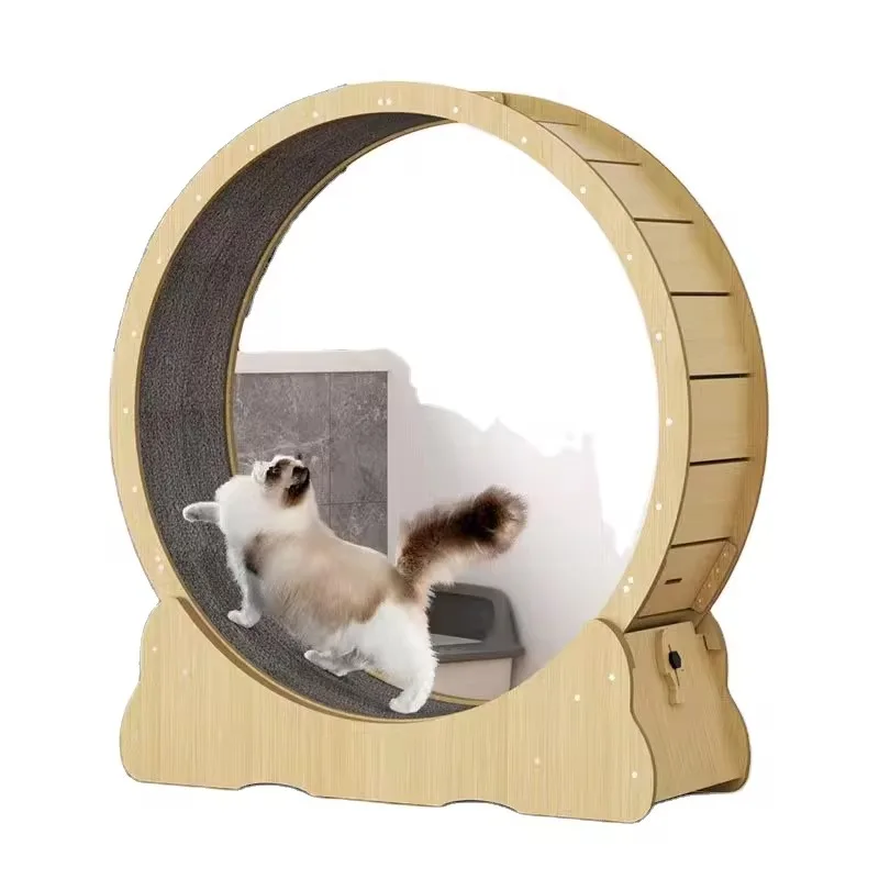 Round Pet House Cat Furniture hamster hous Solid Wood Indoor Wheel Bed