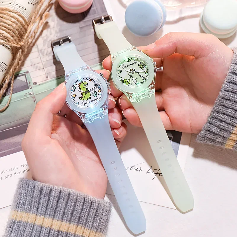 Relógio infantil bonito dos desenhos animados relógios pulseira de silicone luminosa meninos crianças estudantes moda quartzo relógios de pulso