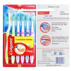 Six Packs Toothbrush Tooth Cleaning Família Casal Fine Soft Medium Hair Travel Suit para homens e mulheres Back Tooth Cleaning 9 principais vendas escovas colgate - №1