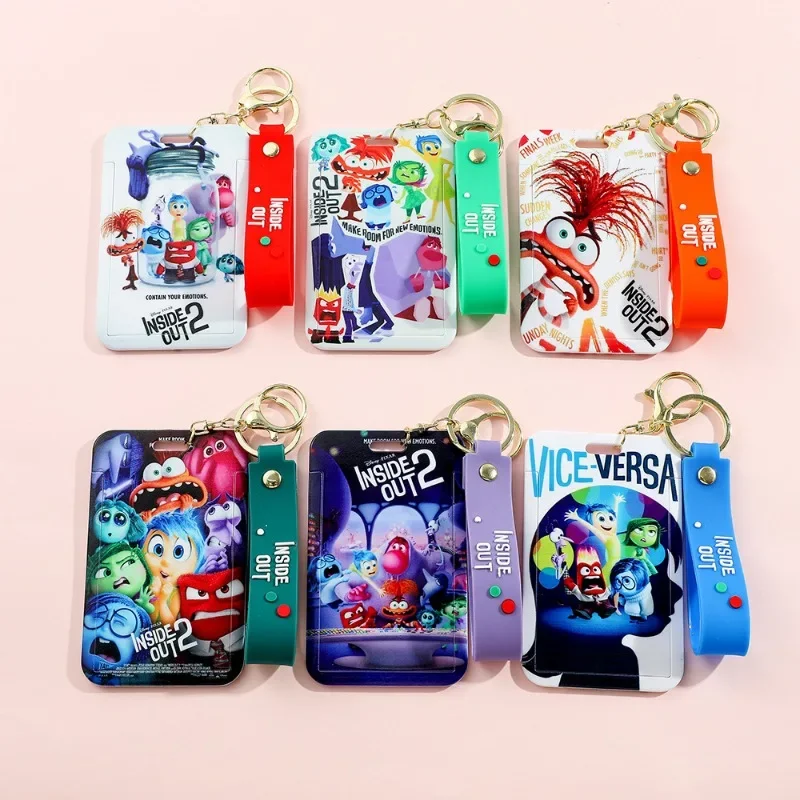 New Disney Anime Inside Out 2 Card Holder Cartoon Joy Anxiety Fear Embarrassment Keychain Men’s and Women’s Pendant for Kids