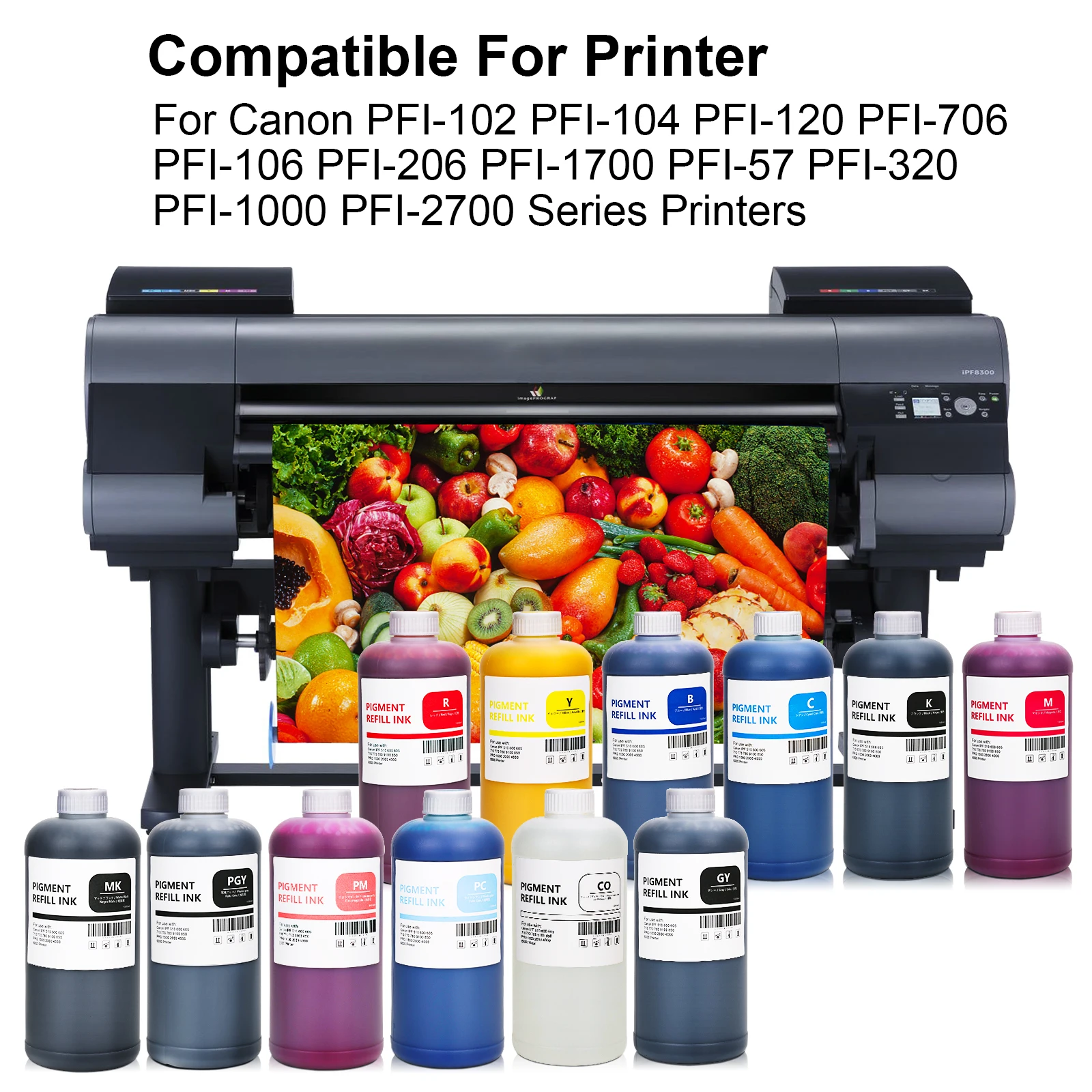 

Пигментные чернила 1000 мл, высокое качество для принтера Canon PFI-102 PFI-120 PFI-106 PFI-206 PFI-1700 PFI-57 PFI-320 PFI-1000 PFI-2700