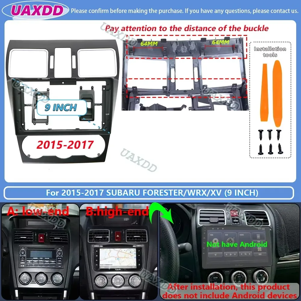 FOR 2015-2017 SUBARU FORESTER WRX XV 9INCH 2 Din Car Stereo Radio Android Frame Panel Fascia Cable Video Harness Adapter Player