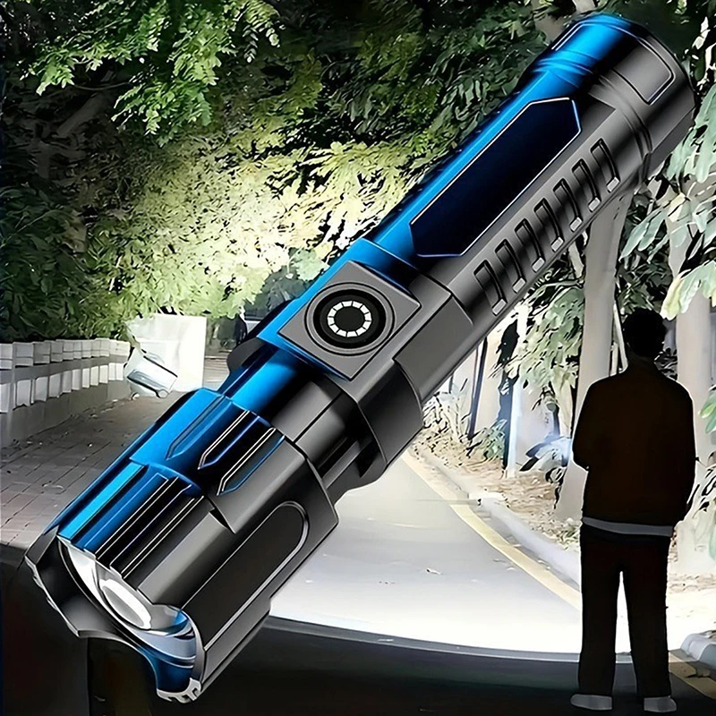 1 Set Portable Zoom Flashlight Lantern Super Bright USB Rechargeable LED Flashlight 3 Modes Outdoor Emergency Torch
