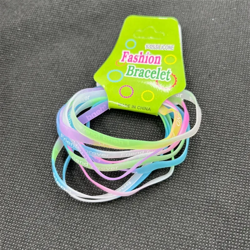 أساور من السيليكون الفلوري ، حركة الحروف الإنجليزية ، إضاءة مضيئة ، ملونة ، متعددة العبوات ، هدايا الحفلات ، 10: 20: 50: 00 #6