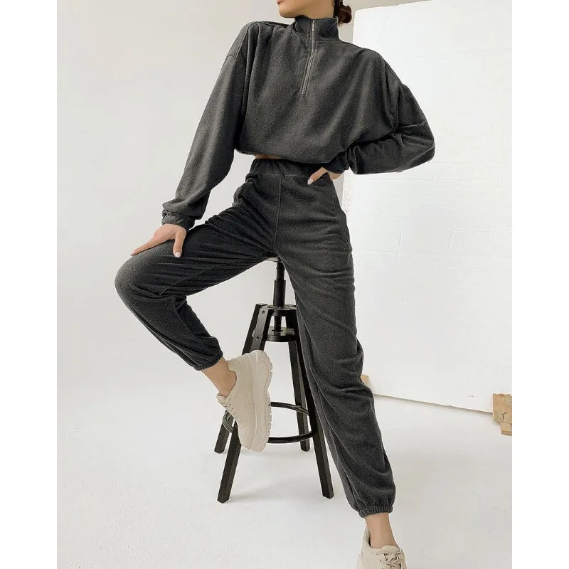 Women Clothing New Hooded Casual Hoodie Set Two Piece Set for Women Fashion Elastic Loose Fitting Suit for Autumn and Winter