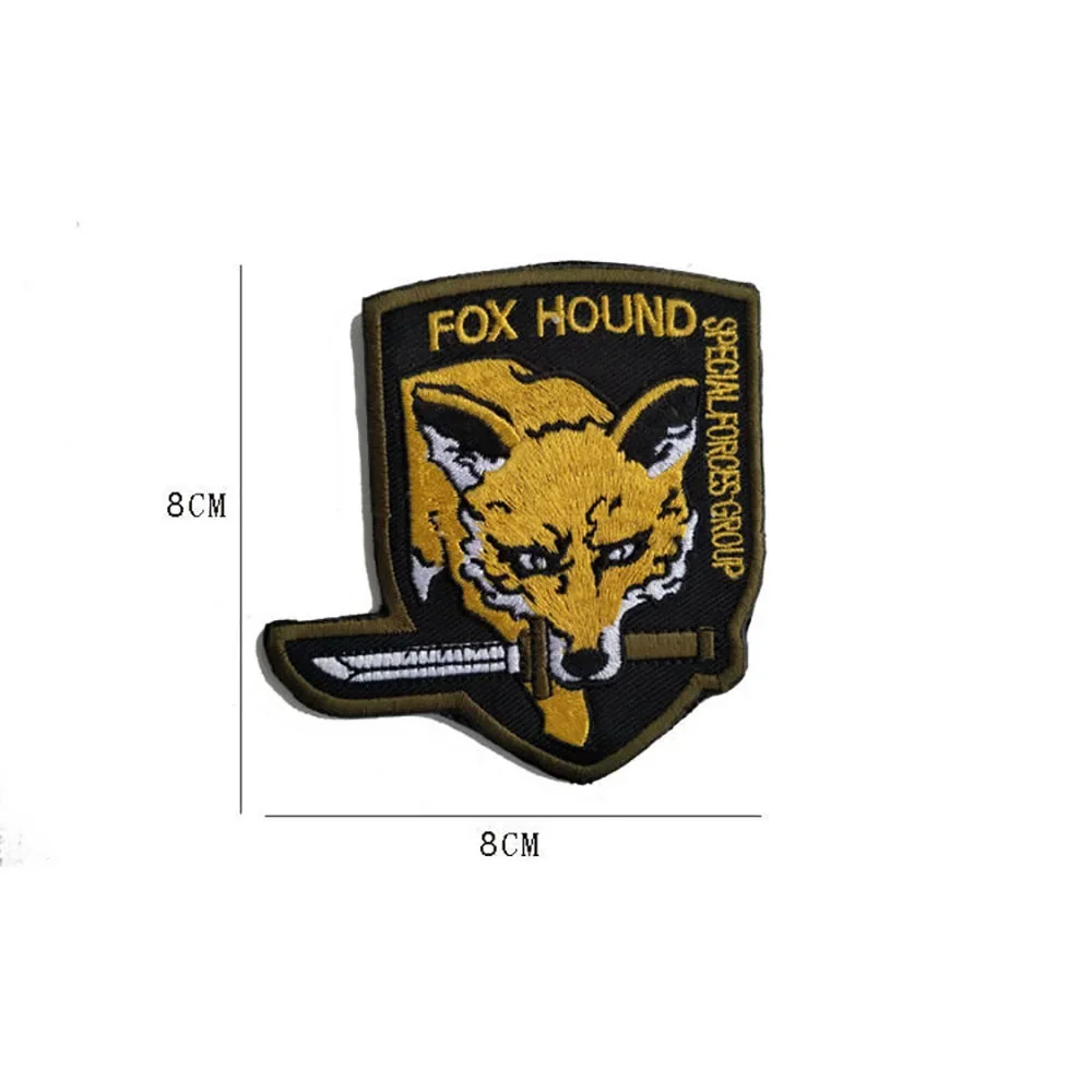 FOXHOUND Embroidery Patches Military Tactical Morale Badges on Backpack Applique for Clothes Bag Hat Hook and Loop Patch Sticker