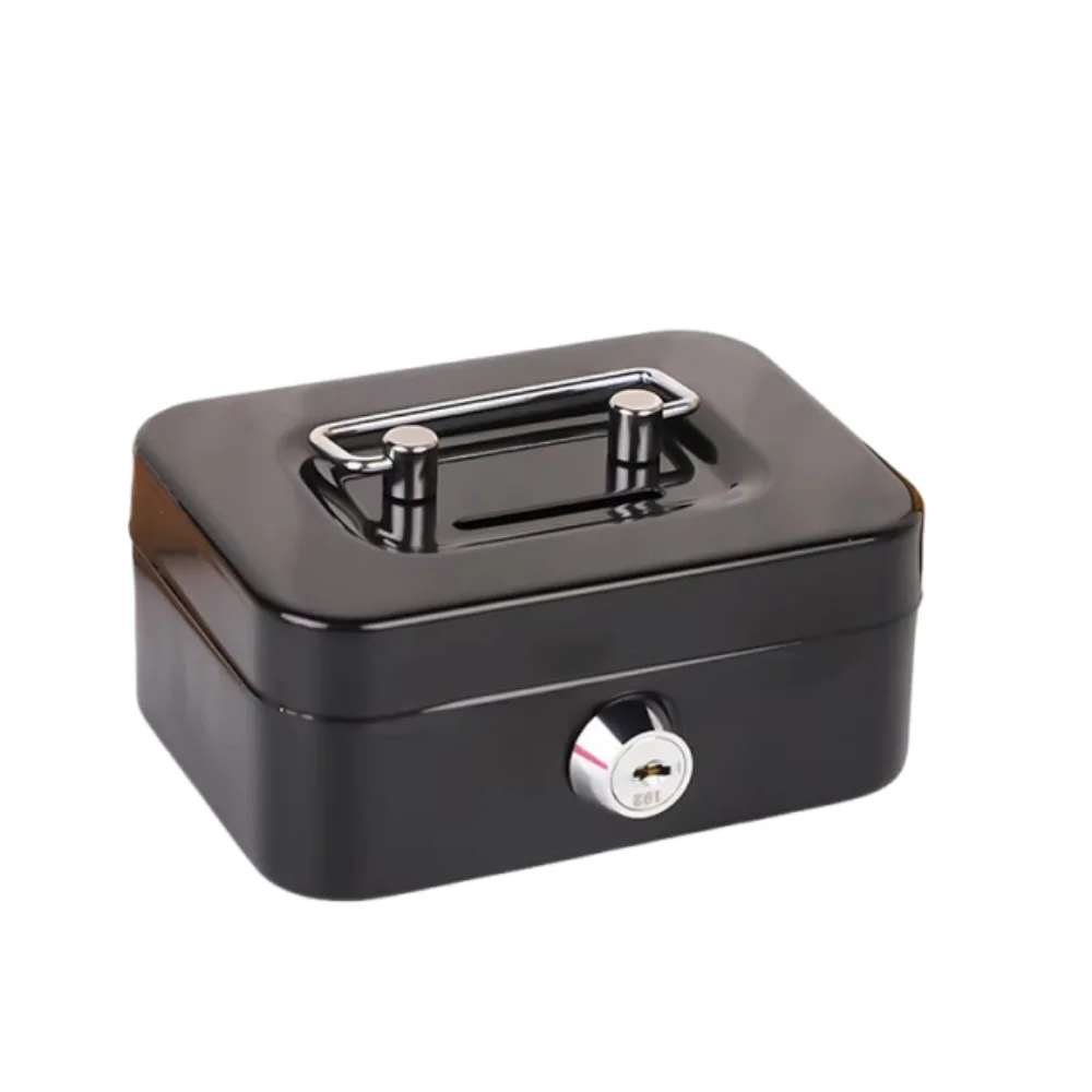 Creative Mini Lockable Cash Box Metal Sturdy Construction Money Safe Case with Handle Portable Money Saving Box For