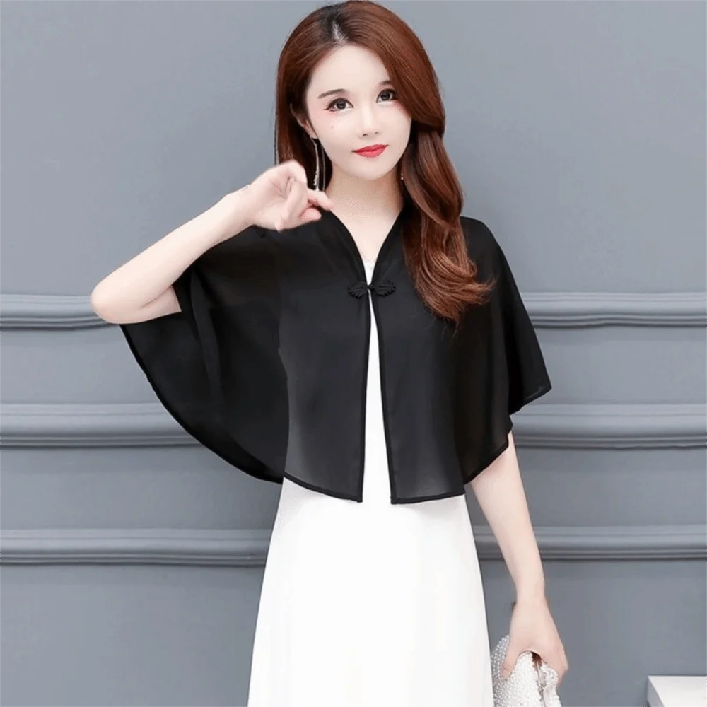 Exquisite Breathable Chiffon Shawl Loose Polyester Sunscreen Scarf Sunshade Lightweight Seaside Vacation Cloak Neck Decoration