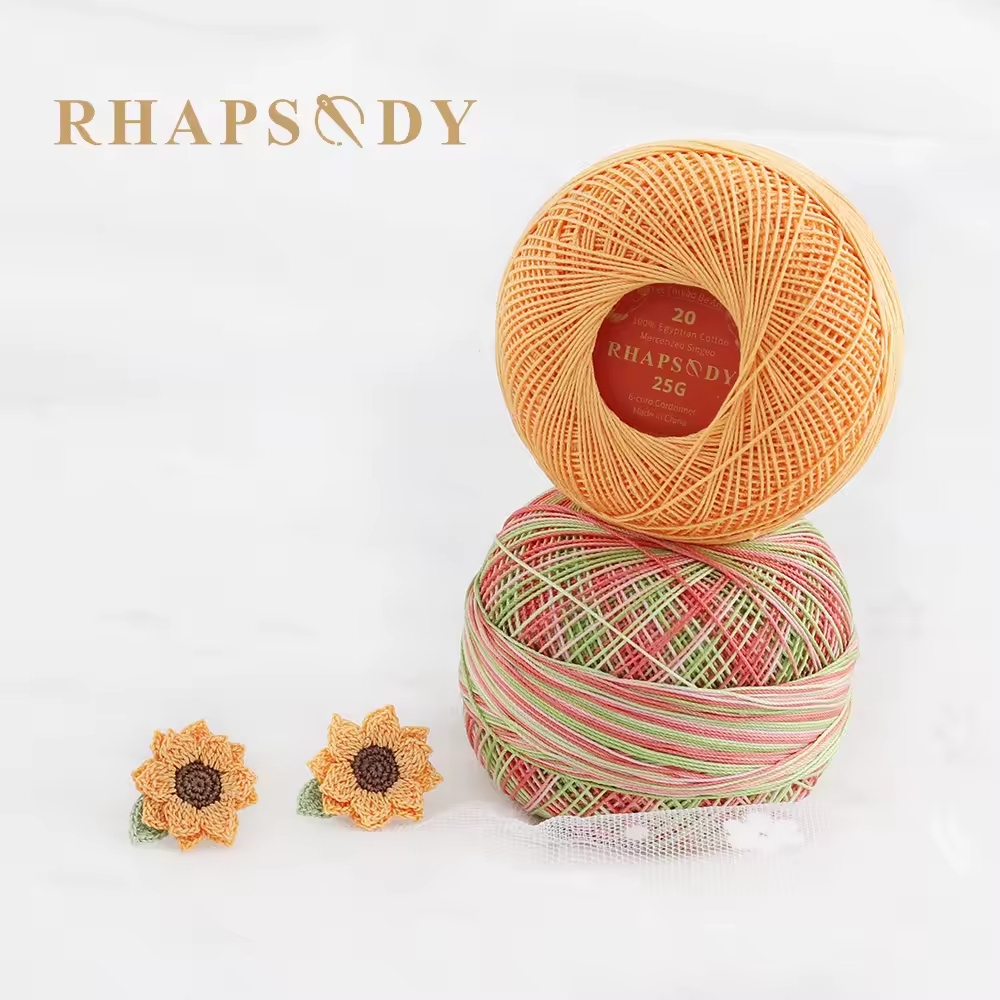Hilo de bordar de algodón de ganchillo tamaño 20 Rhapsody 25 gramos para tejer a mano Tatting hilo de algodón egipcio cortado mercerizado
