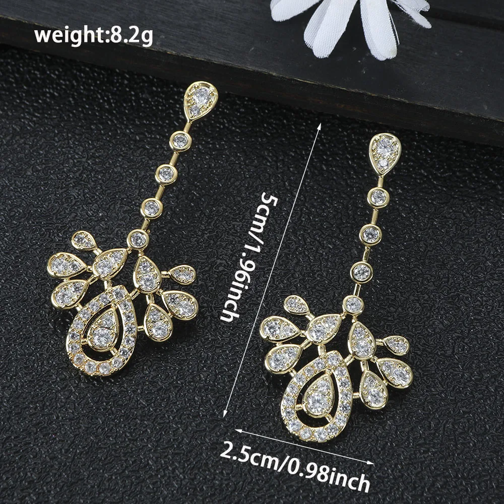 Luxury High Quality Geometric Water Drop Women's Cube Oxidation Bridal Wedding Banquet Party Earrings E1638