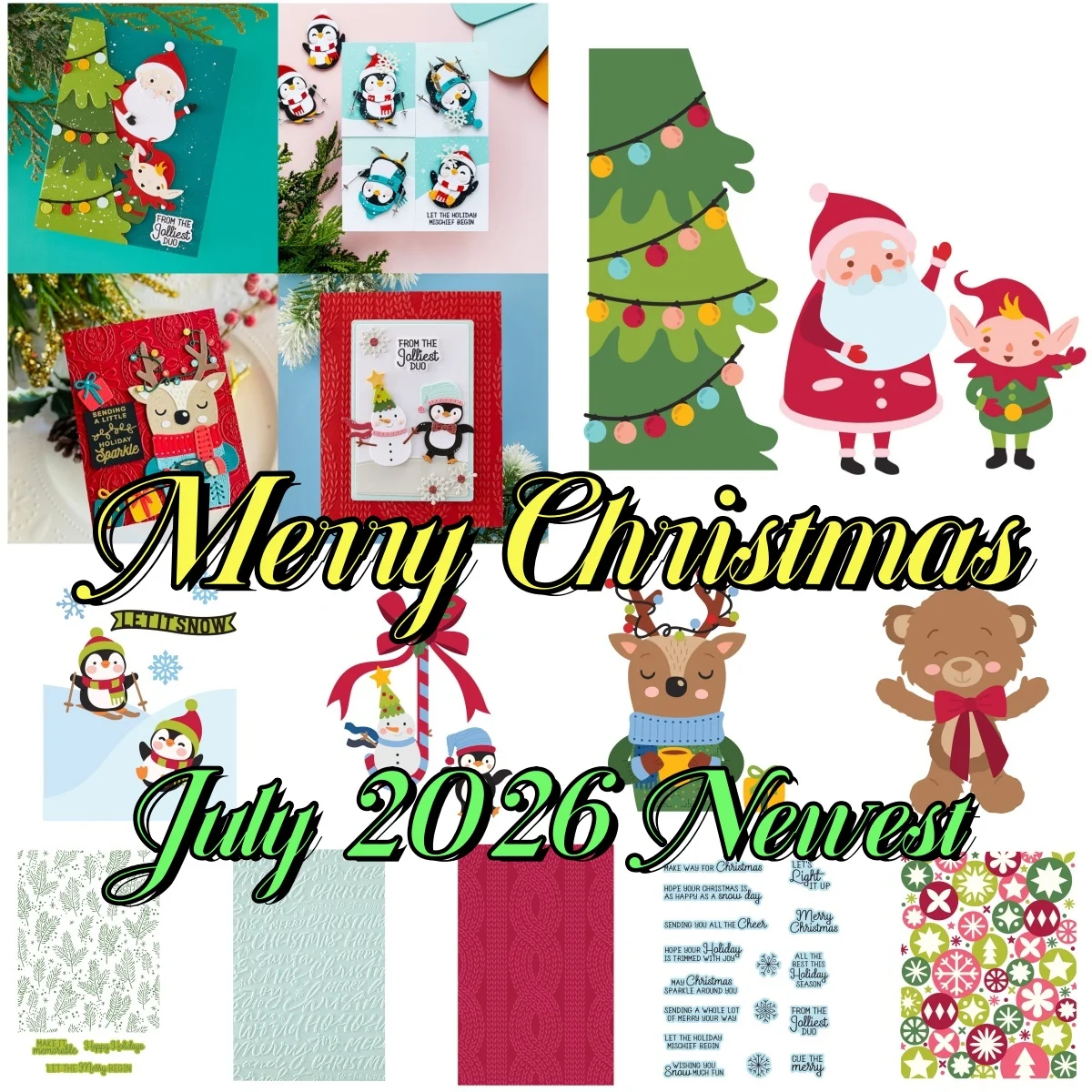 

Christmas Santa Elk Club Crate Metal Cutting Dies Clear Stamps Stencil Hot Foil for DIY Greeting Card Scrapbook July 2026 New