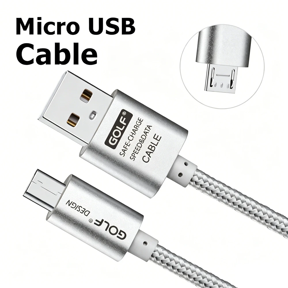 Alloy Braided Micro USB Charging Cable For Samsung S7 Edge Redmi 7A 9A 10A 12C Honor 7 8X 9i 20i OPPO R11 R15 Realme C30 C31 C33