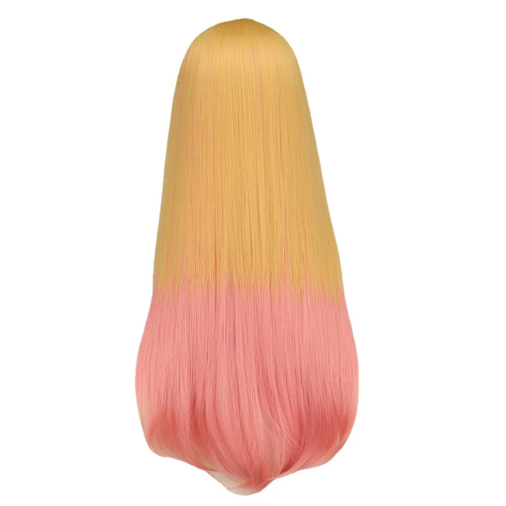 私のドレスアップダーリン北川マリンロングブロンド染めピンクコスプレウィッグハロウィンコスチュームウィッグ女性用