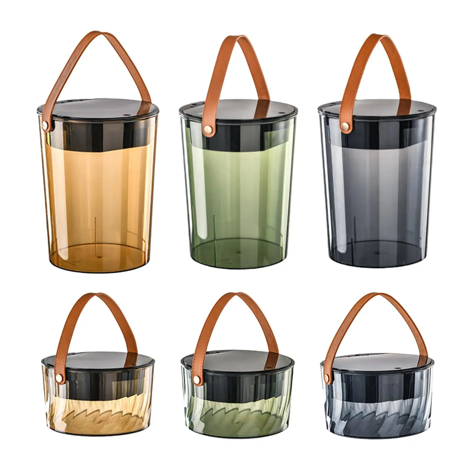 Waste Basket Tea Garbage Can Tea Set Accessories with Handle Wastewater Bucket with Lid Garbage Container Bin for Home Office