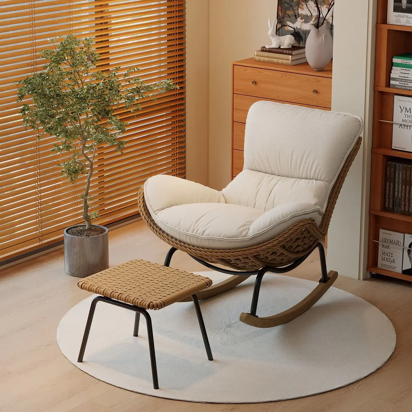 DSA rocking chair rattan adult leisure home living room balcony rocking chair living room balcony free chair courtyard single