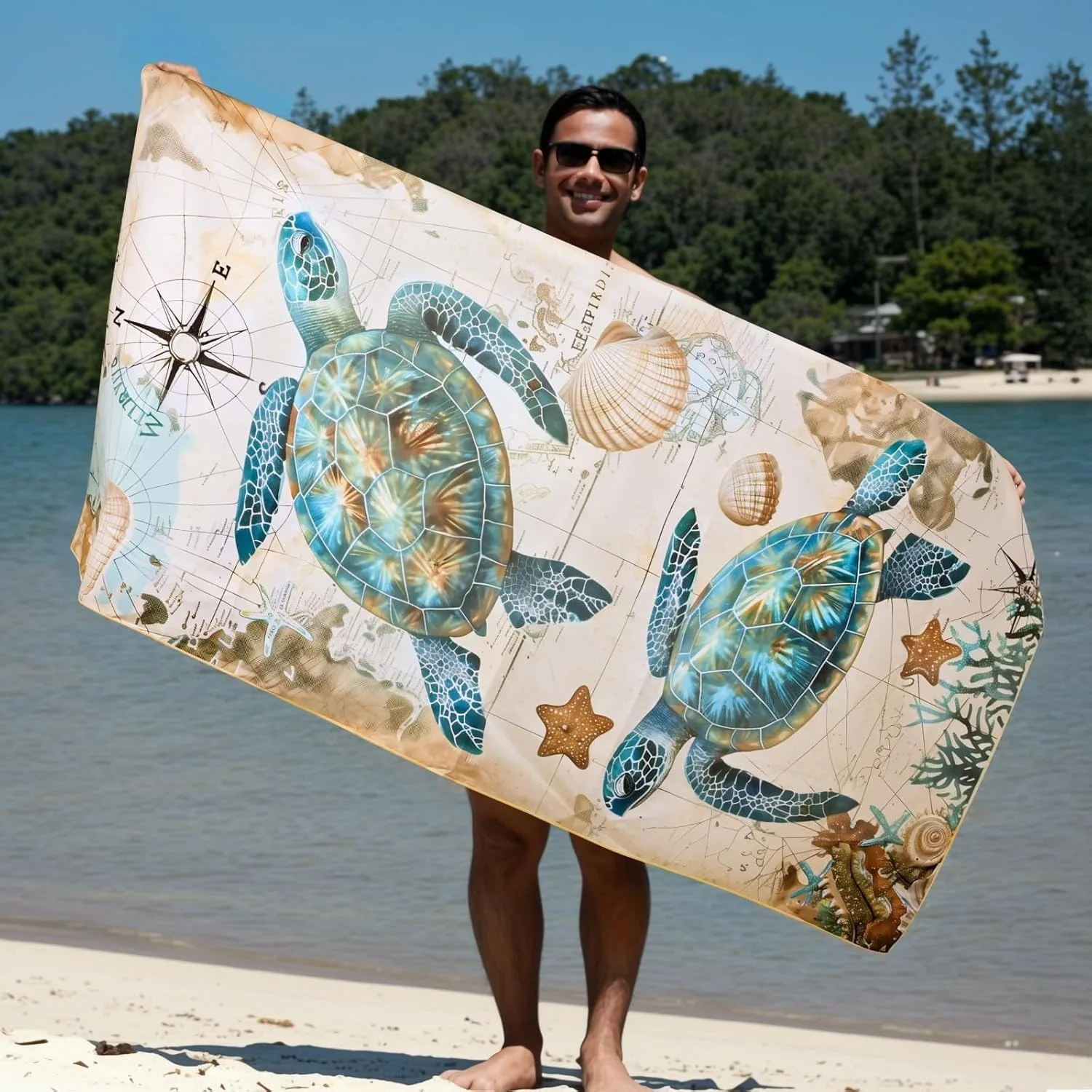 Turtles pattern Beach Towel for Family stuff friend Gifts Towel Quick-Dry Towel For Bath Yoga Tourism Beach GYM Camping Swimming