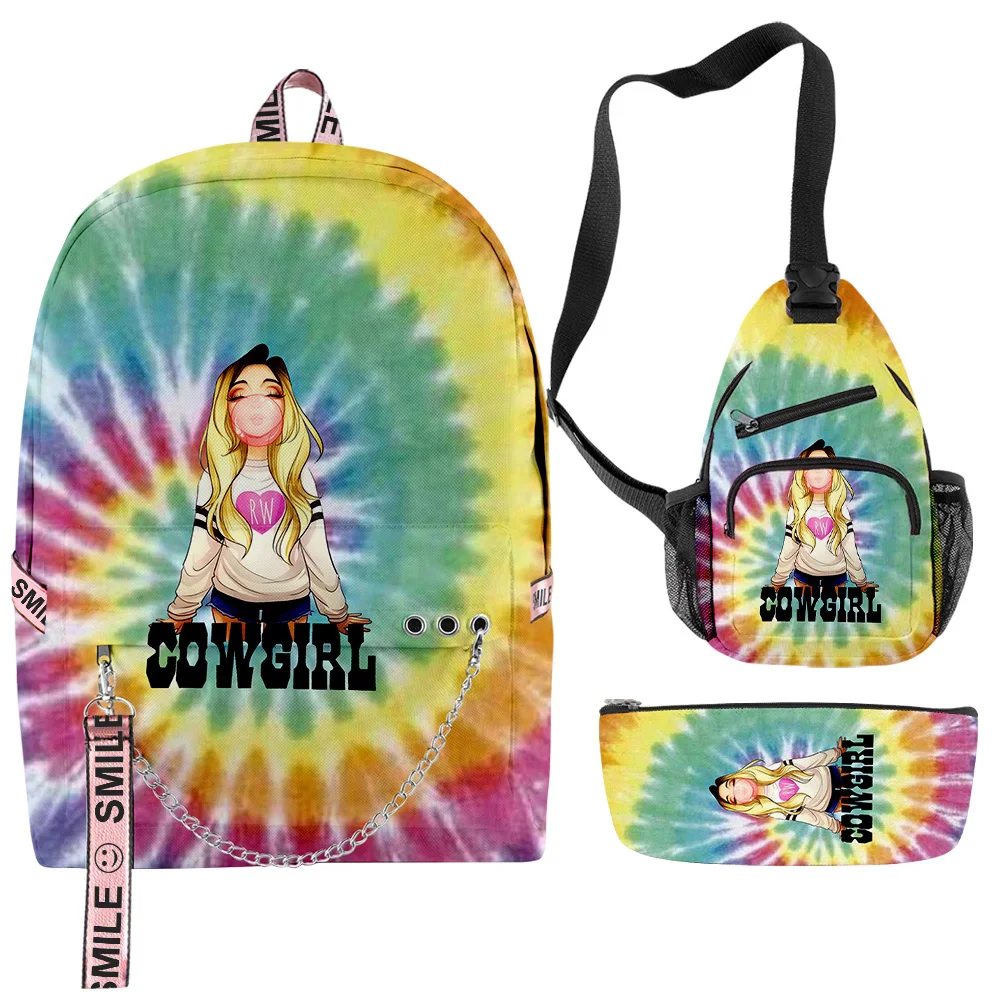 

Classic Novelty Peculiar Cool Beki Fluffy 3D Print 3pcs/Set School Bags multifunction Travel Backpack Chest Bag Pencil Case