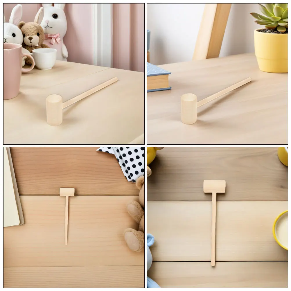 24pcs Children'S Wooden Hammer Toy: Mini Natural Wood Mallet For Chocolate Breaking Party Games Diy Crafts Hand-Eye Coordination