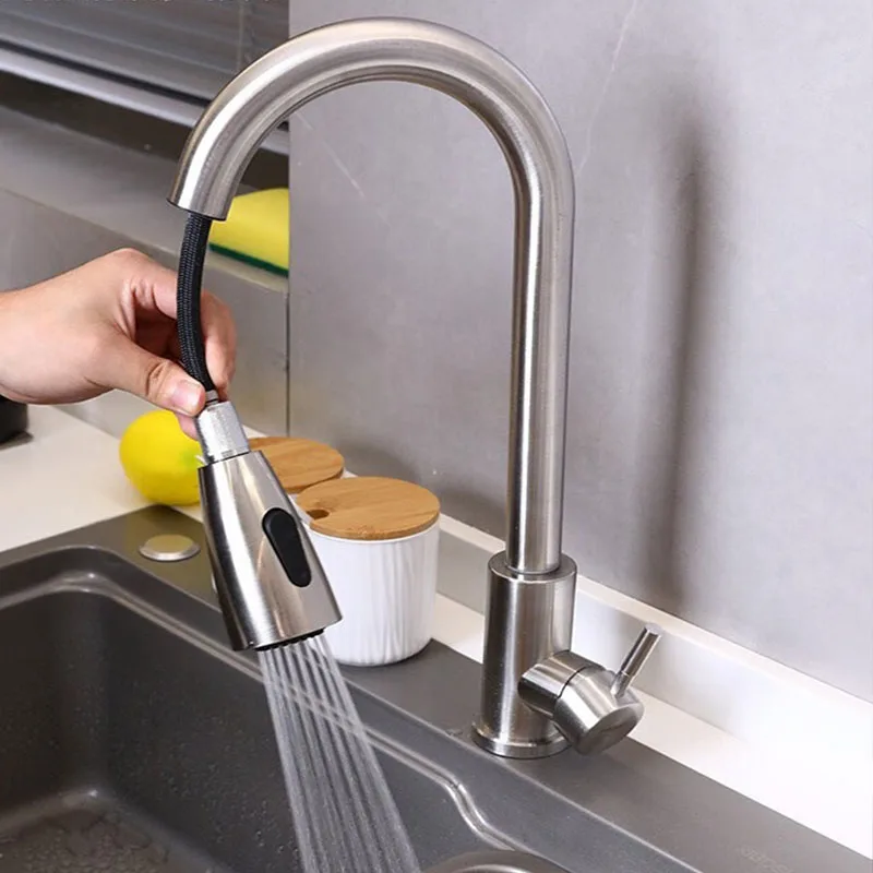 

Extended Splash Proof Pull out Faucet with Integrated Hot And Cold Functions for Kitchen Sink Dishwashing