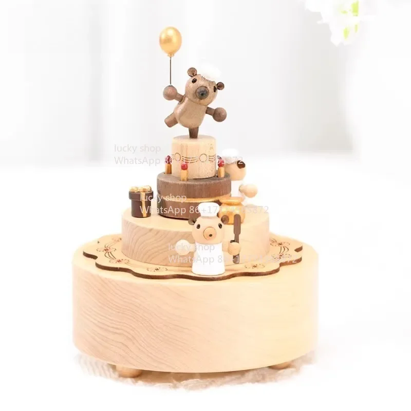 Wooden Music Box Girlfriend Girl Rotating Music Box Ten Year Old Cake Girl Girl Birthday Gift