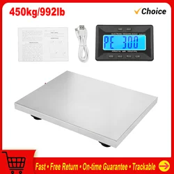 Shipping Scale 450kg/992lb Heavy Duty Postal Scale Stainless Steel with Wireless Displays/Tare/3 Units Digital Postage Scale