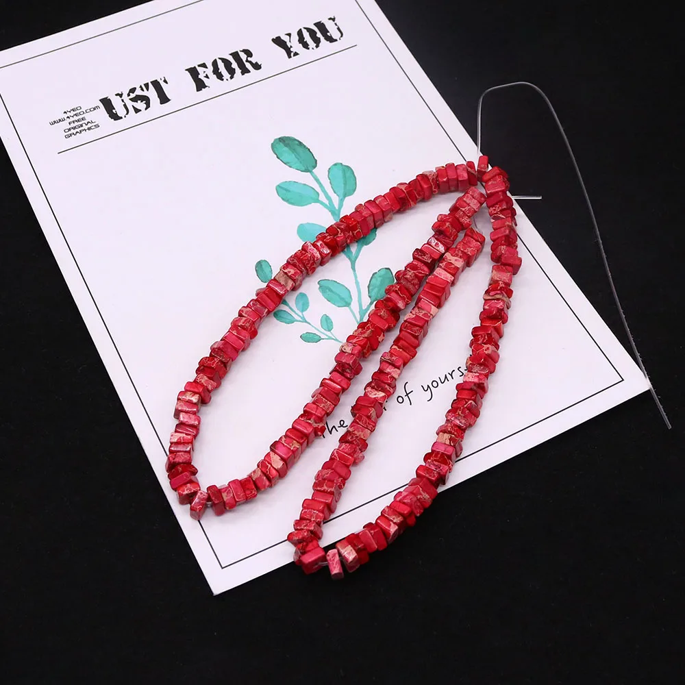 

Vintage Imperial Stone Flat Square Bead Colorful Semi-precious Stone Straight-hole Loose Bead 1strand For DIY Jewelry Material