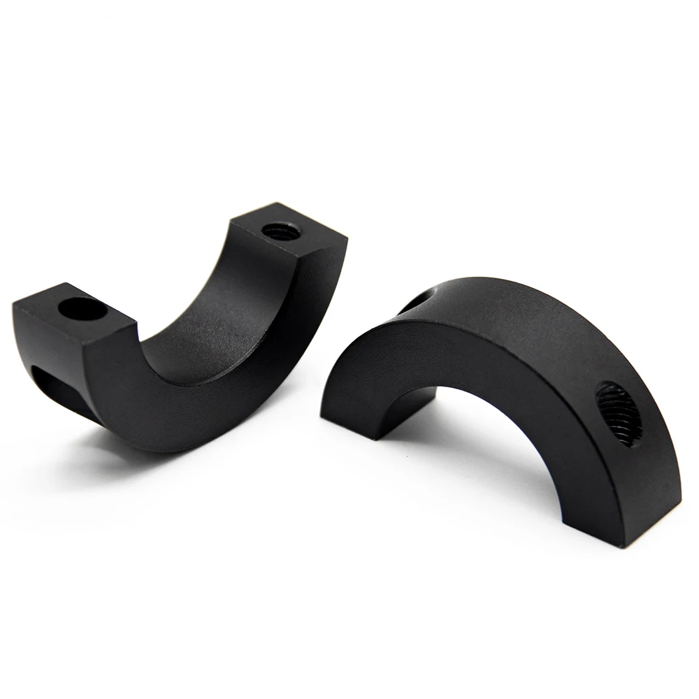 Shaft Clamp For Fanatec Base, featuring aluminum alloy material, CNC machining process, and anodized coloring.