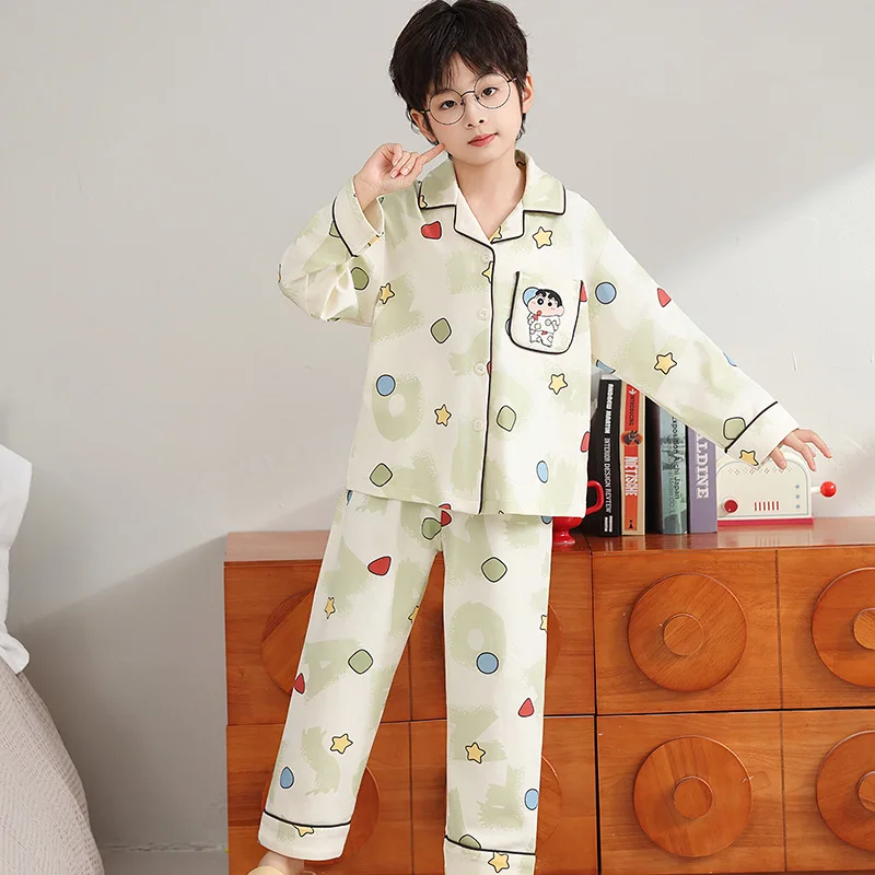 Cartoon 2Pcs Snoopy Children Pajamas Tops Pants Anime Kawaii Boys Girls Parent-Child Pjs Fashion Long-Sleeved Student Homewear