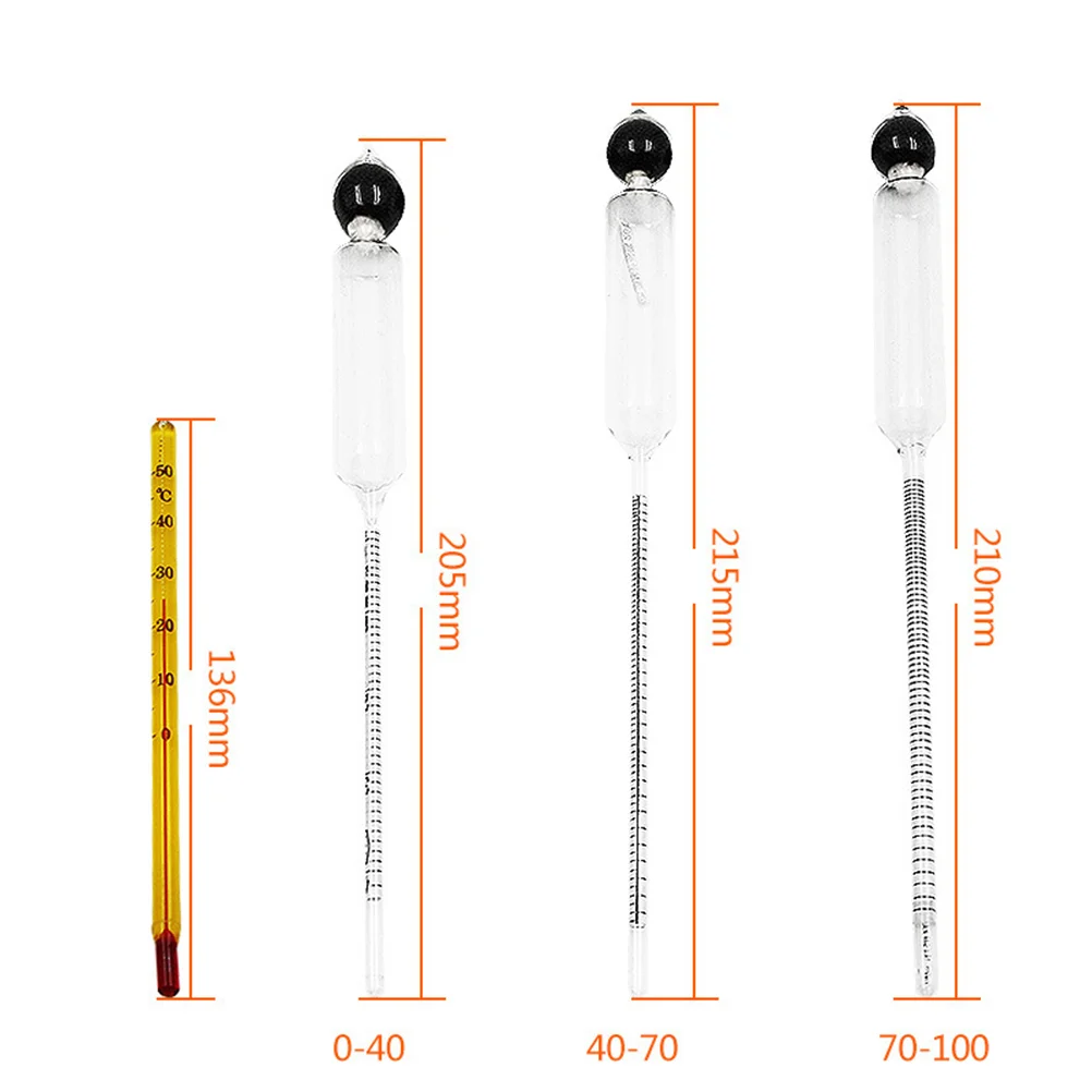 4Pcs Alcohol Meter Hydrometer Home Brew Meter Thermometer Conversion Table Alcohol Meter Hydrometer Tester (Only Applicable for