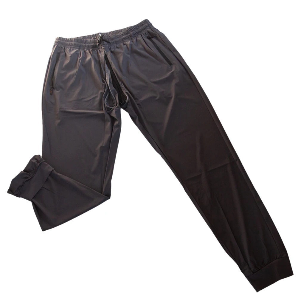

Summer Ice Silk Men Invisible Zipper Open Crotch Pants Sports Casual Black Plus Size Loose Trousers