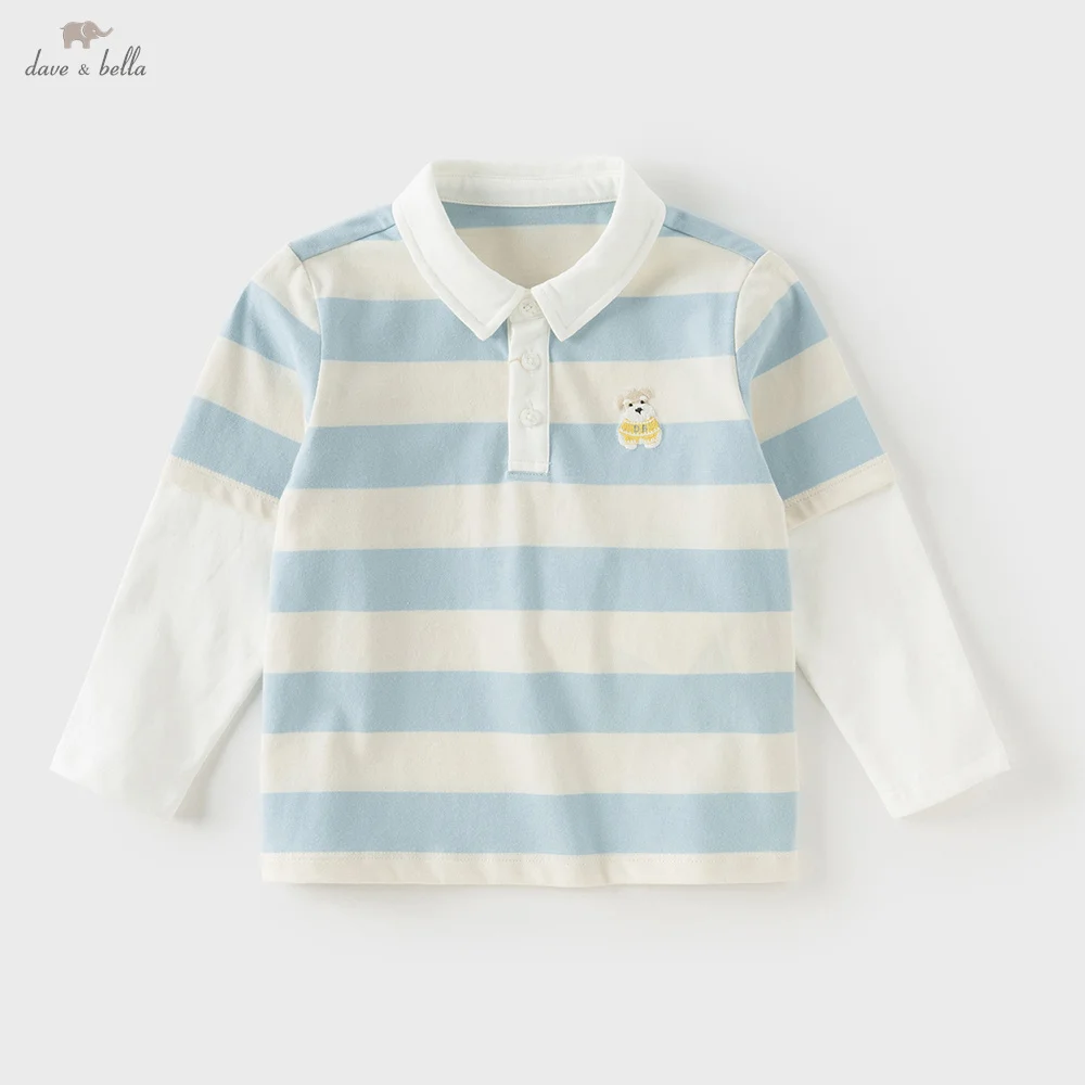 

Dave Bella Boys' Spring Autumn Stripe Polo T-shirt Casual Long Sleeve Cotton T-shirt Kids Boy Outdoor Polo Top DB3253169
