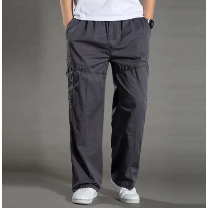 

Cotton Men's Cargo Pants Elastic Waist Workwear Pants With Multiple Pockets Casual Climbing Joggers Sweatpants Hombre Size 6XL