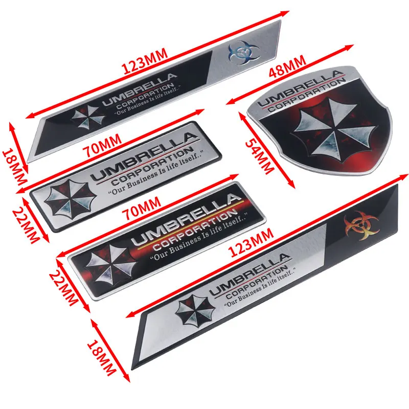 Car Styling 3D Aluminum Umbrella Corporation Badge Stickers Auto Trunk Body Decorations Accessories for Audi Renault Volvo Honda