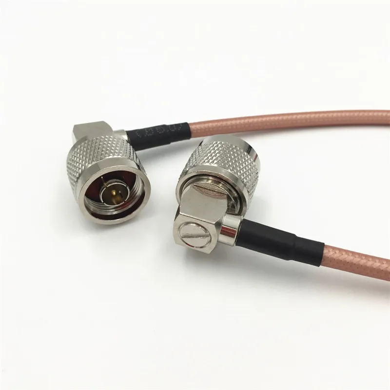 1Pcs Right Angle N Male Jack to 90 Degree N Male Plug Double Shield RG142 Extension RF Cord Pigtail Jumper Cable 20cm to 10M