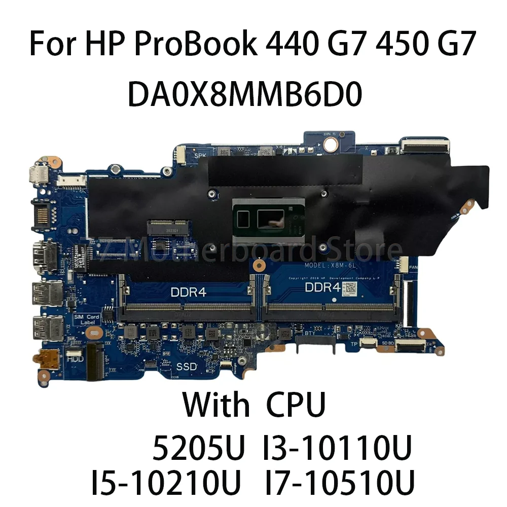 Laptop Motherboard For HP ProBook 440 G7 450 G7 Mainboard With 5205U I3 I5 I7 10th DA0X8MMB6D0 L78085-601 L78087-601 L78086-601