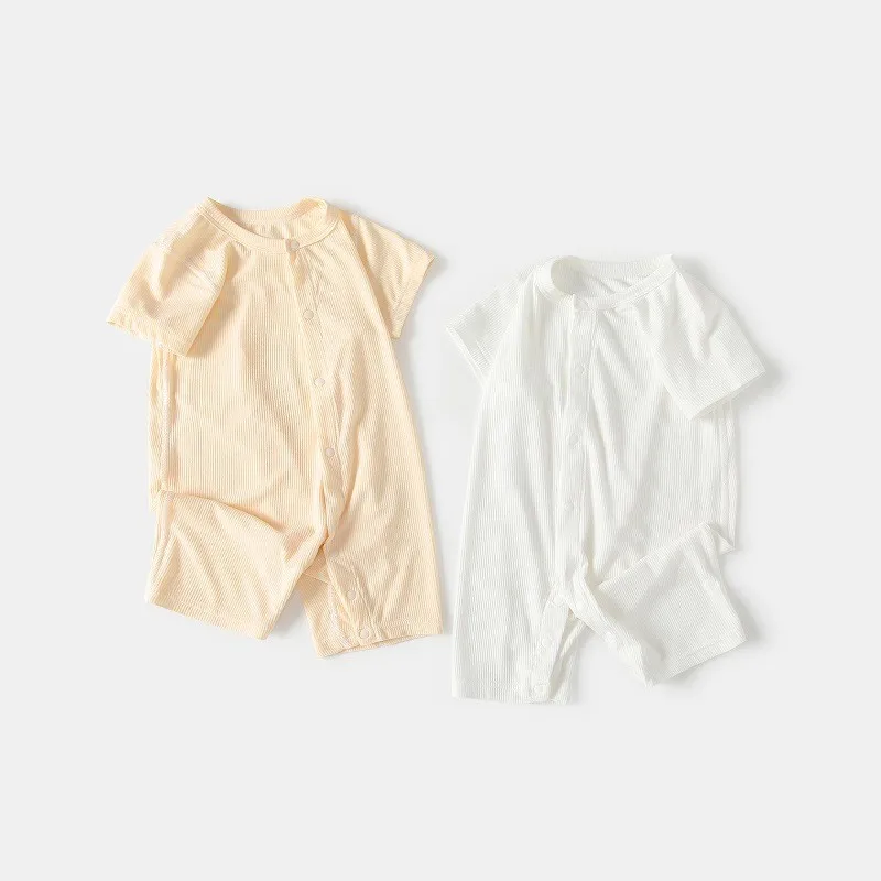 Baby Clothing Bamboo Bodysuit 3-24 Months Boys Girls Summer Short Sleeve Solid Color Jumpsuits Newborn Clothes