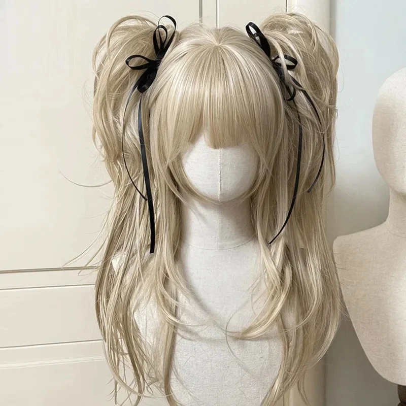 Y2K Lolita Wig Cosplay Set Vintage High Level Tiger Mouth Clip Double Ponytail Full Head With Hair Net Five Piece Set As A Gift