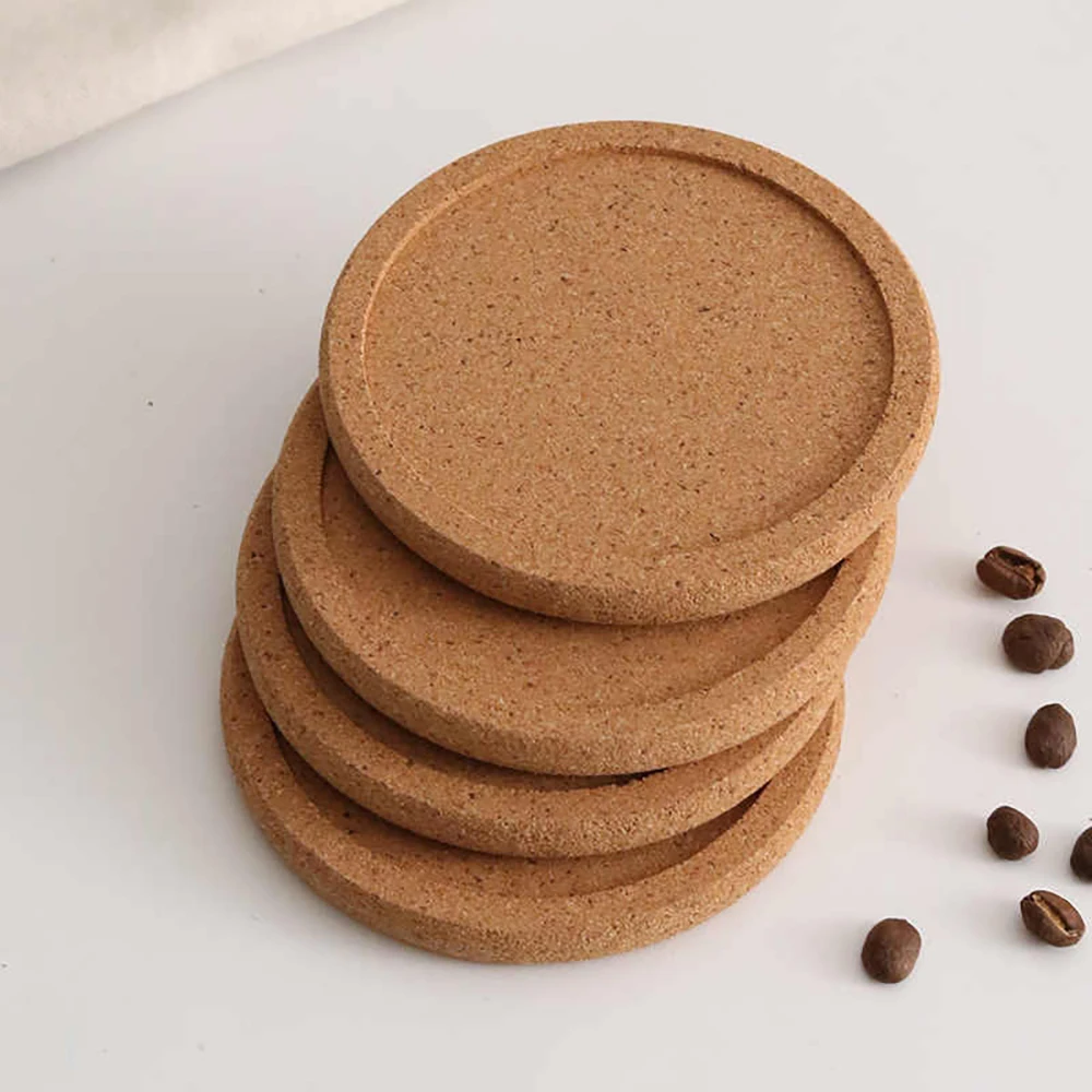 Cork Insulated Coaster Heat-Resistant Soundproof Round Teacup Coaster for Household Use Anti Slip High Temperature Resistant